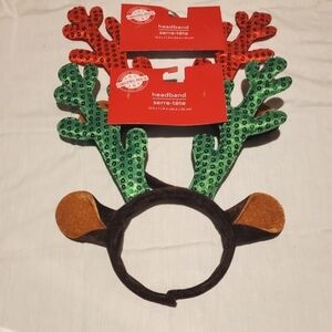 Reindeer headbands set of (2) Christmas headbands- 1 red, 1 green